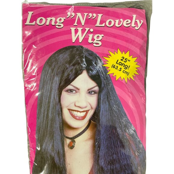 Fun World Long "N" Lovely Wig One Size 25 Inches Black Elvira Cher Halloween NEW - Picture 1 of 6